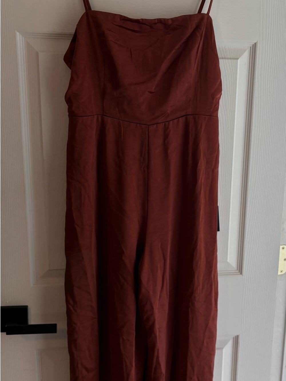 Lulus Burnt Rust Satin jumpsuit